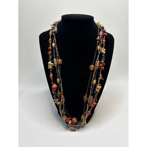 UMTHA Under African Skies Necklace 4 Strand Beaded Hematite + Natural Stones